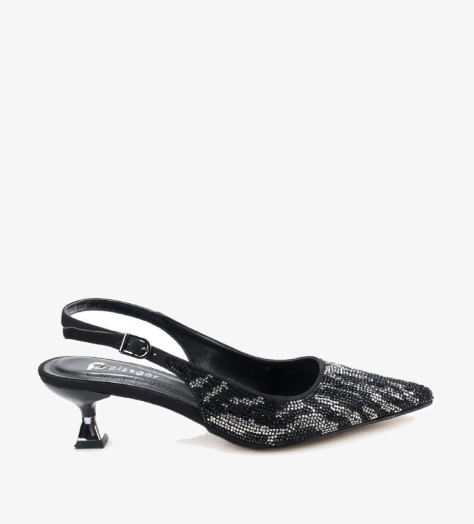 Pisagor Ps-32370 Kadın 4 Cm Arkası Açık Taşlı Abiye Stiletto Ayakkabı