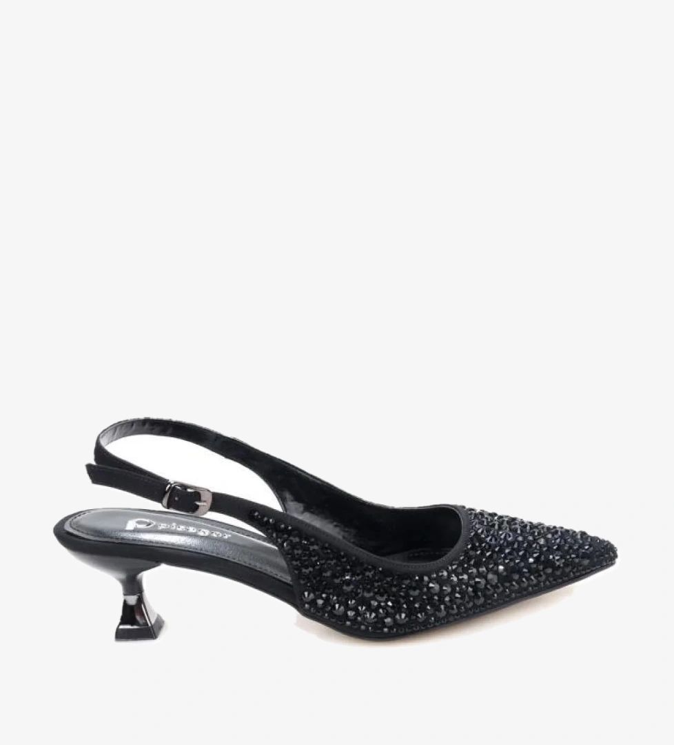 Pisagor Ps-31990 4,5 Cm Topuklu Kadın Taşlı Arkası Açık Stiletto Abiye Ayakkabı
