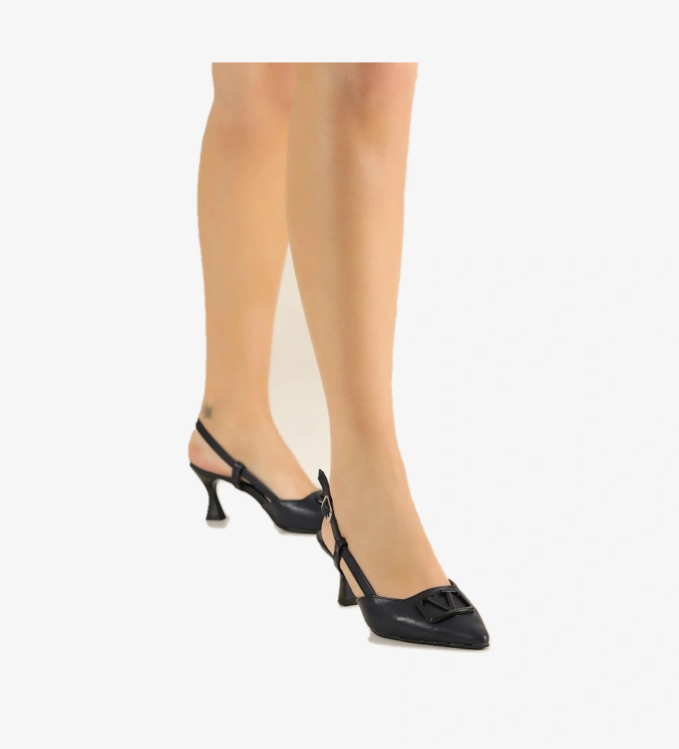 3913 Kadın 6 Cm Topuklu Arkası Açık Ayakkabı - Görsel 1