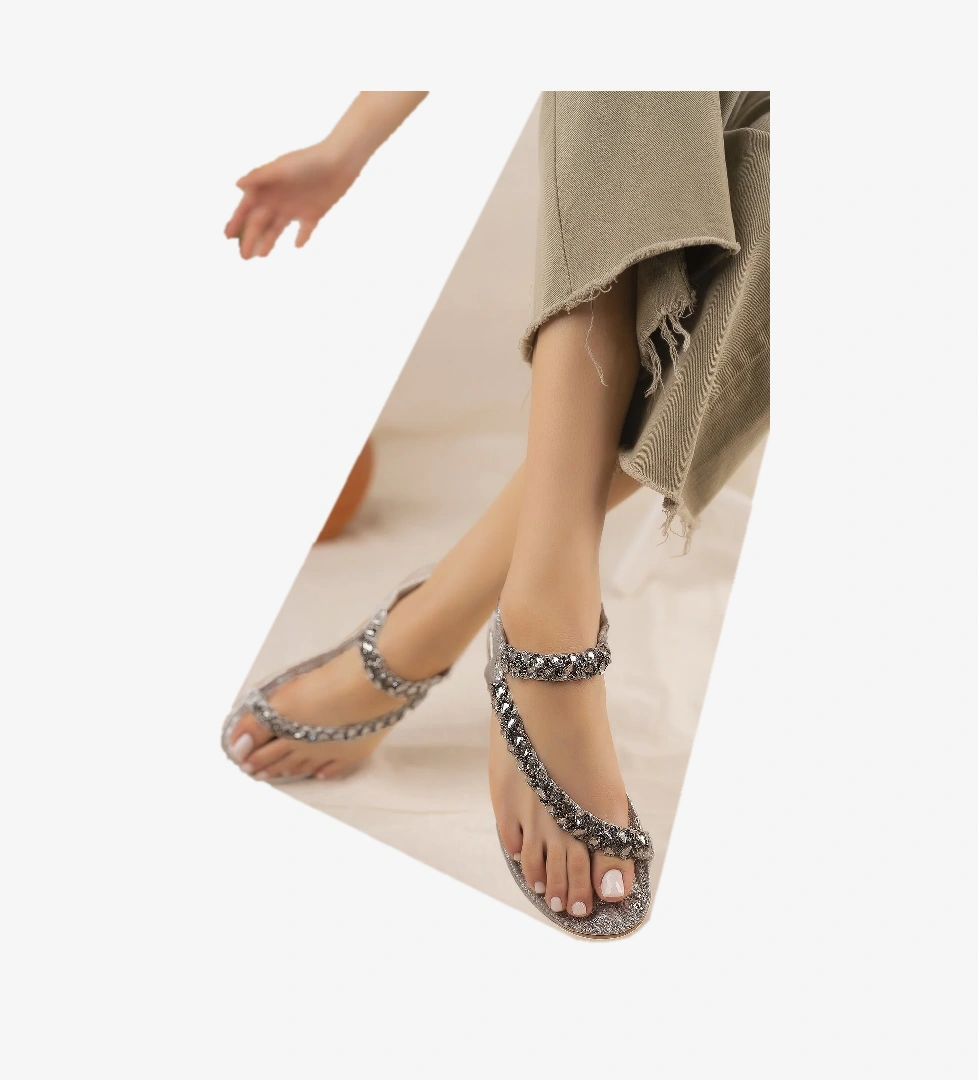 Beauty Anatomik Parmak Arası Taşlı Günlük Kadın Sandalet