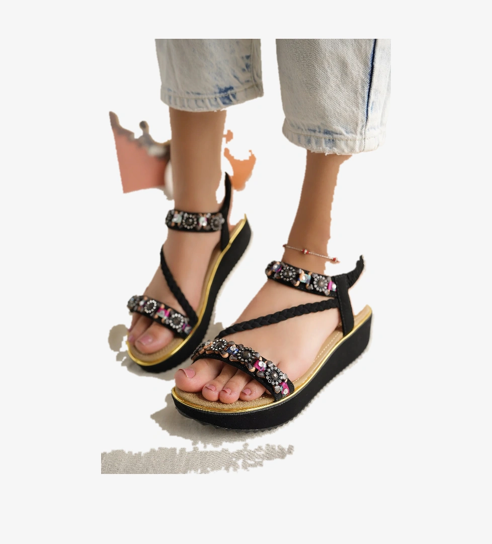 Claire Anatomik Ortopedik Taban Fashion Taşlı Günlük Kadın Sandalet