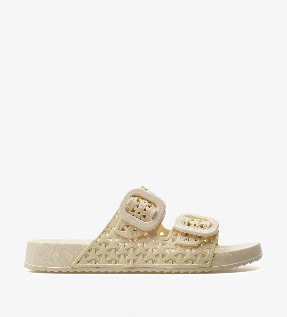 Habana Fersh Kadın Toka Detaylı Havuz-plaj-günlük Terlik 25y S10344 Fil Dişi