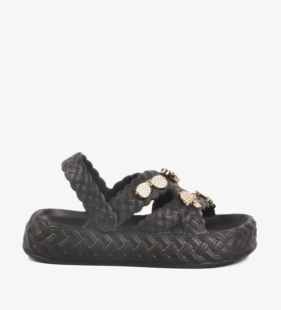 A Spor Aspor Siyah Ekru Eva Esnek Kadın Düz Terlik model görseli