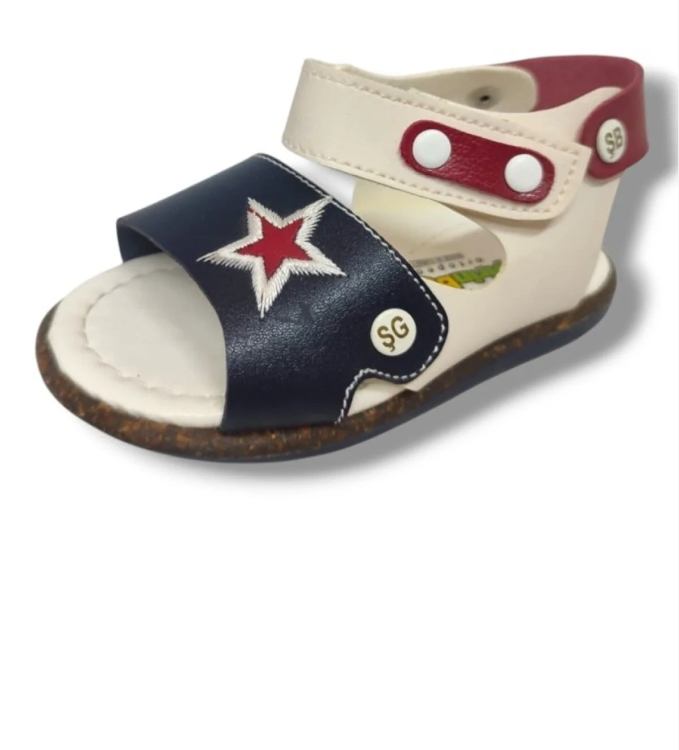 Şi̇ri̇ngenç Şirinbebe 1550-20 Anatomik Yıldız Desen Cirtli Erkek Çocuk Sandalet Lacivert Beyaz 21-25 model görseli