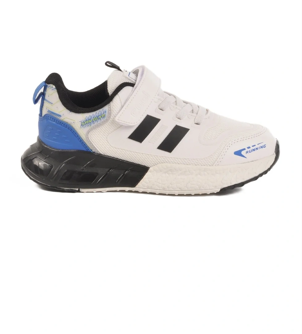 Beyaz Cırtlı Fileli Erkek Çocuk Spor Ayakkabı Ukon F