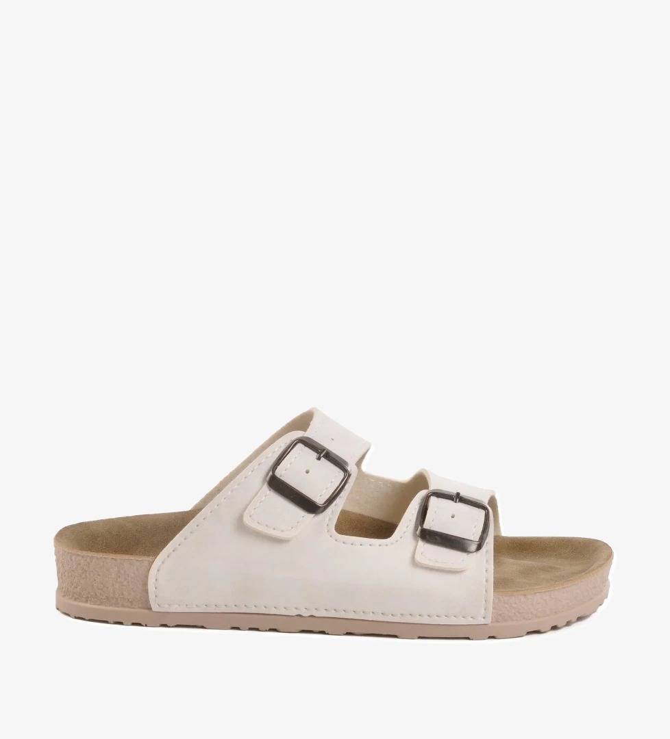 Beyaz Gri Hafif Çift Bantlı Anatomik Kadın Terlik 20-972 Z