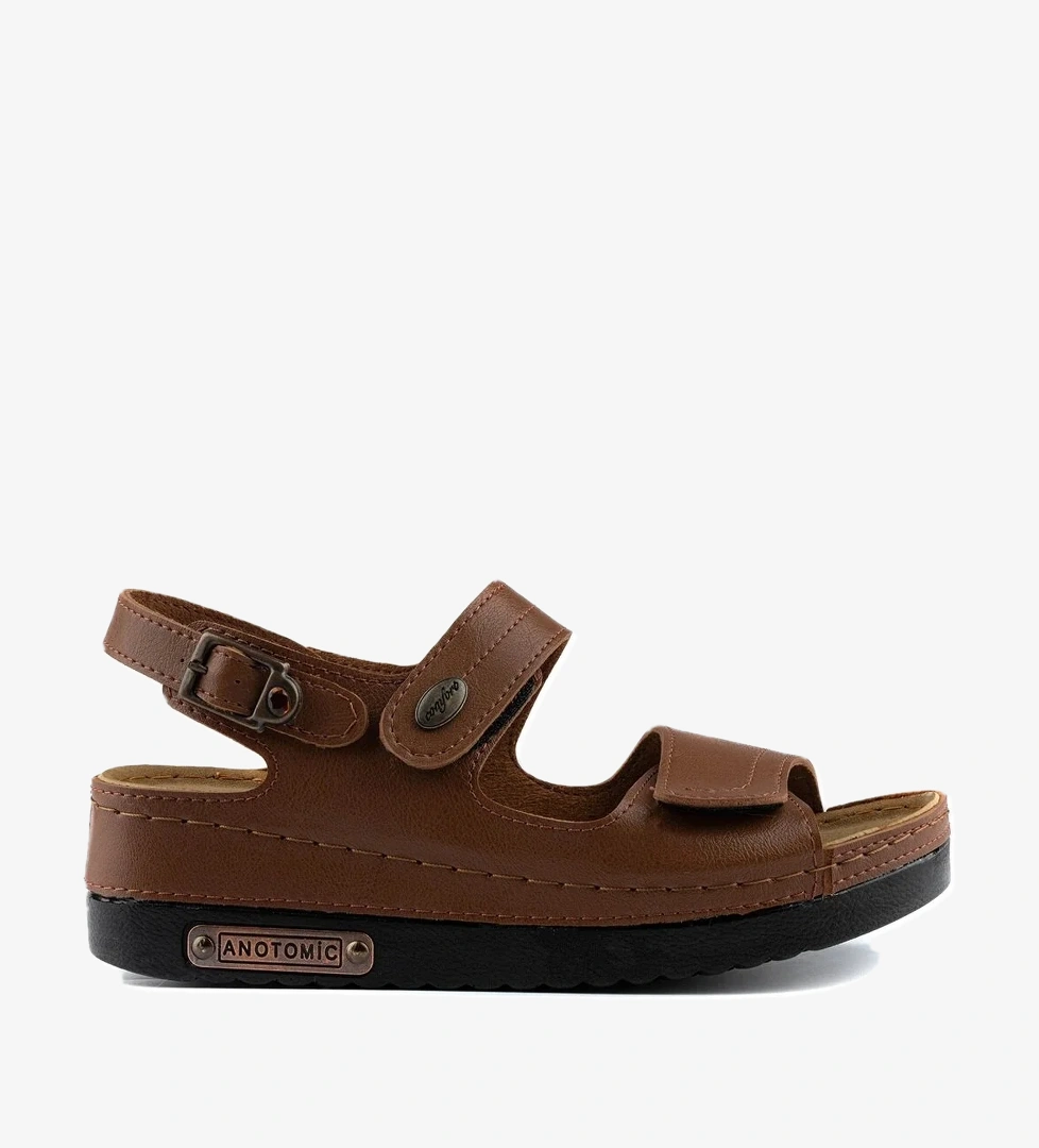 3014 Ortopedik Çift Bantlı Tokalı Kadın Sandalet