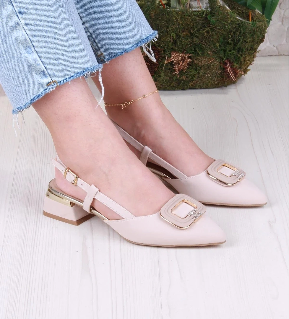 Fort 032-5802 Fls Saten Toka Detaylı Alçak Topuk Arkası Açık Önü Kapalı Kadın Ayakkabı model görseli