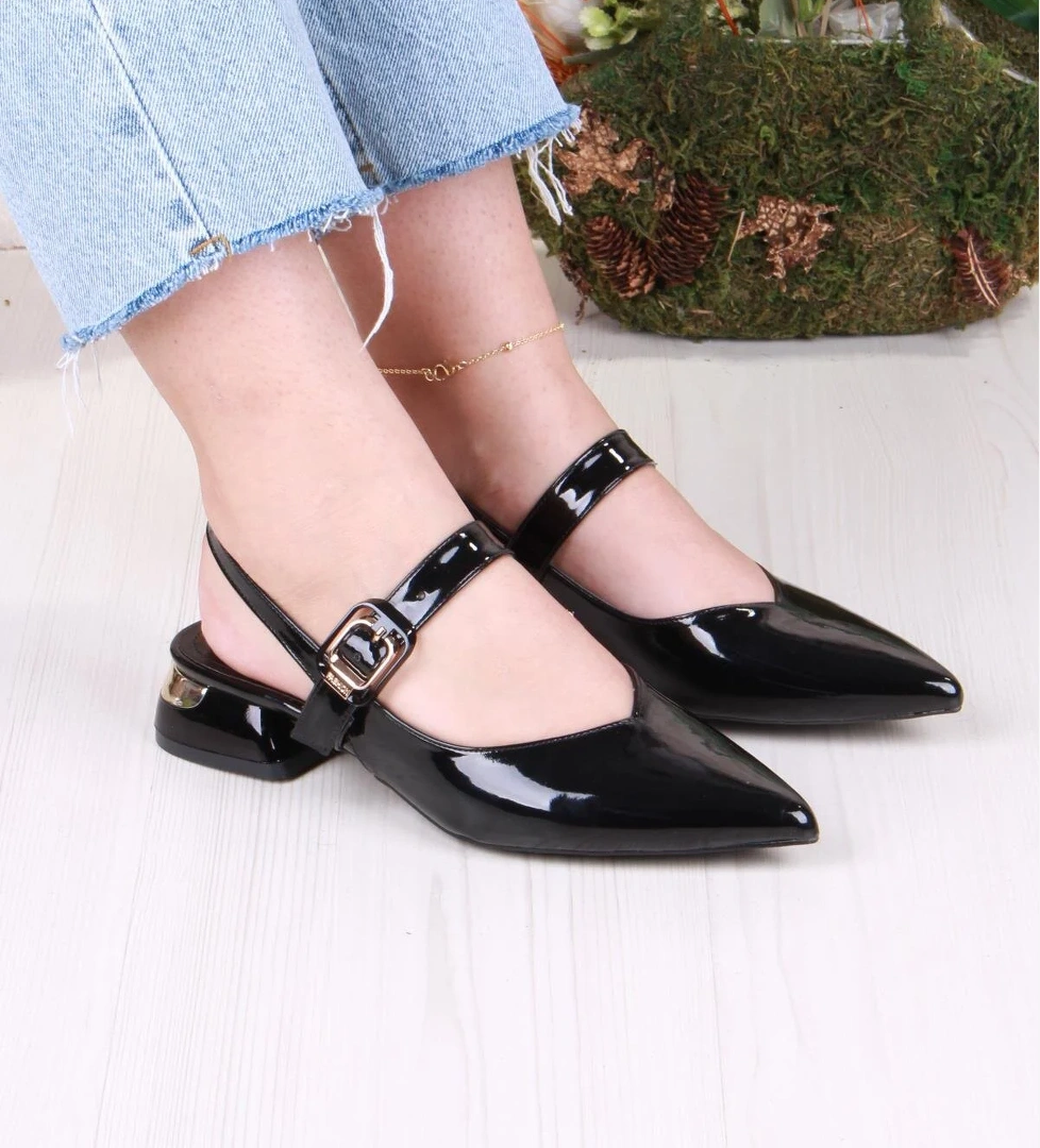 129-1210 Fls Rugan Alçak Topuk Arkası Açık Önü Kapalı Kadın Ayakkabı