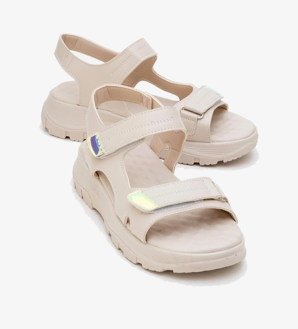 Kadın Çift Cırtlı Sandalet BEJ