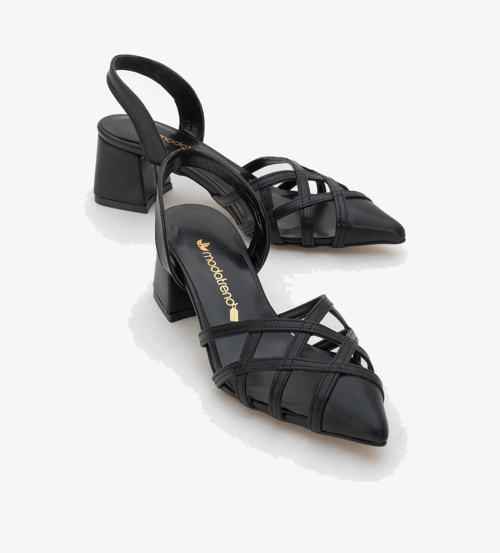 Kadın Topuklu Sandalet SİYAH CİLT