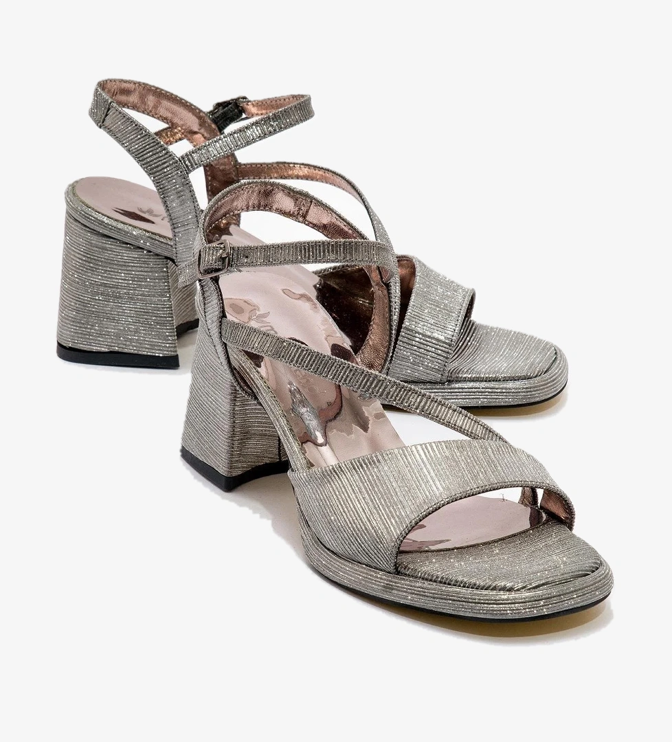 Kadın Simli Topuklu Ayakkabı PLATİN SİM