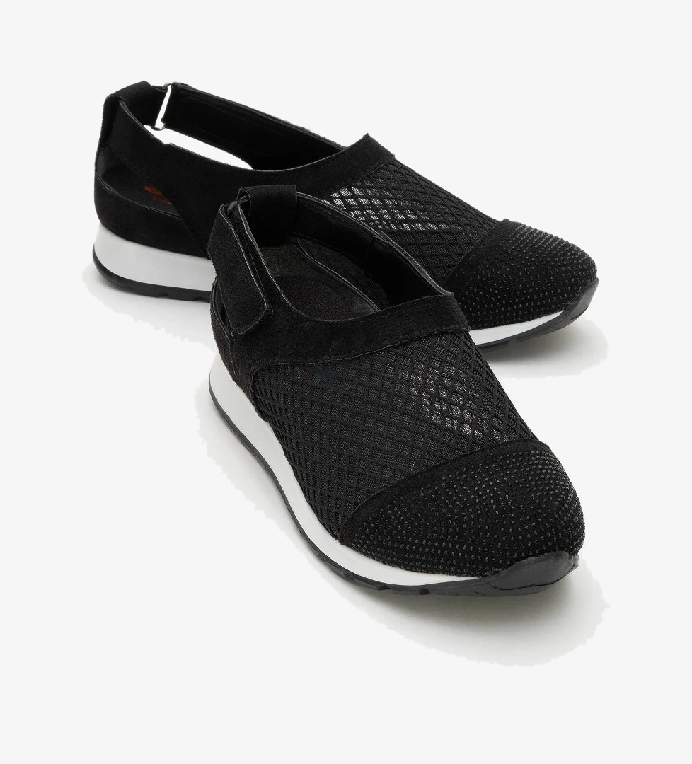 Kadın Triko Fileli Babet SİYAH