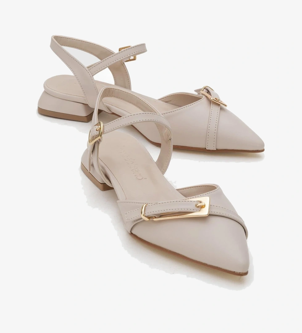 Ccway Kadın Tokalı Topuklu Sandalet TEN CİLT model görseli