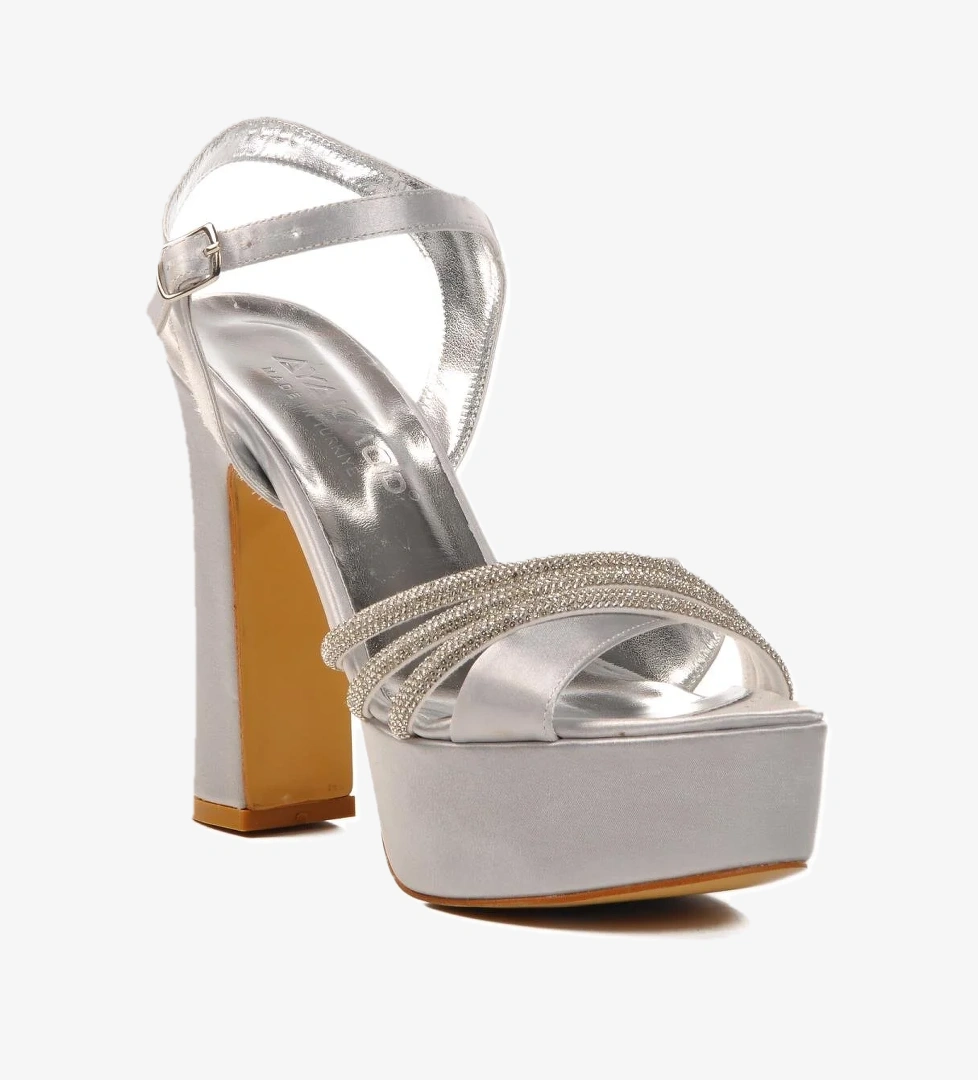 655413 Z Gümüş Yüksek Topuk Kadın Topuklu Ayakkabı - Görsel 1