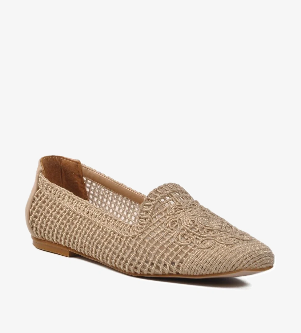 596075 Z Bej Hasır Örgü Kadın Babet