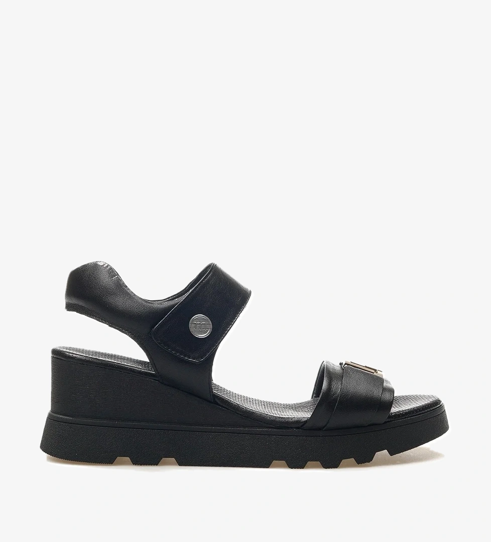 Mammamia Kadın Hakiki Deri Toka Detaylı Topuklu Günlük Sandalet 25y D25ys-2995 Z Siyah model görseli