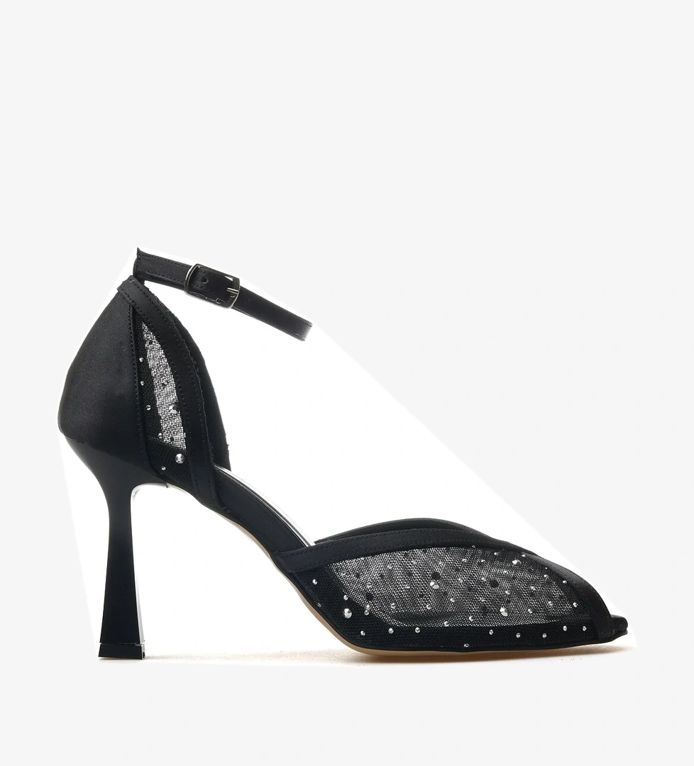 Kadın Taş Detaylı İnce Topuklu Ayakkabı 25y Ykşk-8506 Z Siyah - Görsel 1