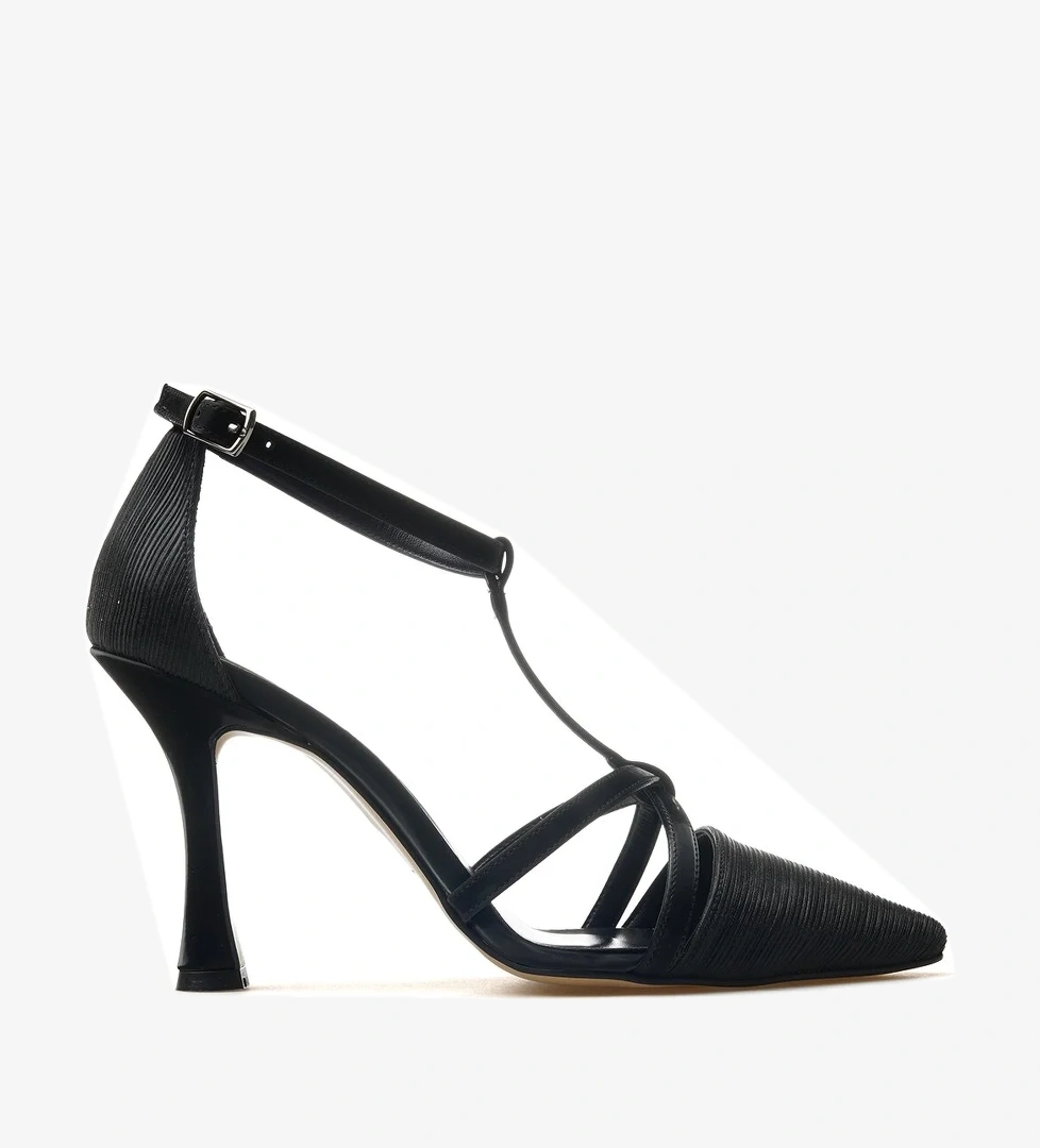 Yaşar Kaşlı Kadın İnce Topuklu Ayakkabı 25y Ykşk-8334 Z Siyah Altın Simli model görseli