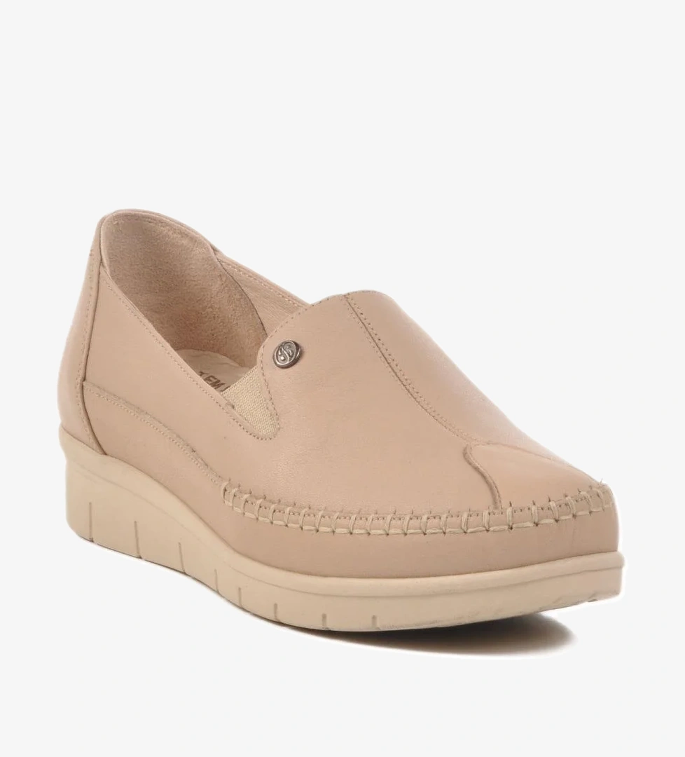 Ayakmod ,Krem Hakiki Deri Kadın Günlük Ayakkabı 664 Z model görseli