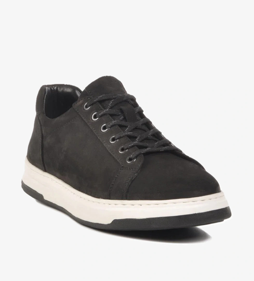 Siyah Nubuk Hakiki Deri Erkek Sneaker 2516 M