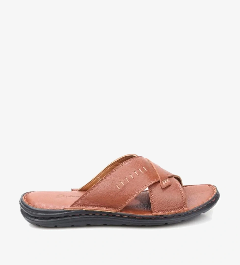 Pisagor PS-33520 Ortopedik Erkek Masaj Tabanlı Hakiki Deri Terlik