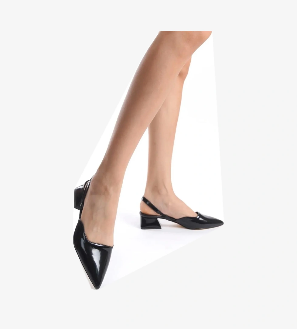 Odesa Ayakkabı Kadın Sivri Burun Arkası Açık Klasik Topuklu Ayakkabı model görseli