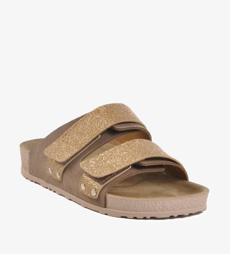 20-009 Z Altın Simli Vizon Kadın Anatomik Terlik