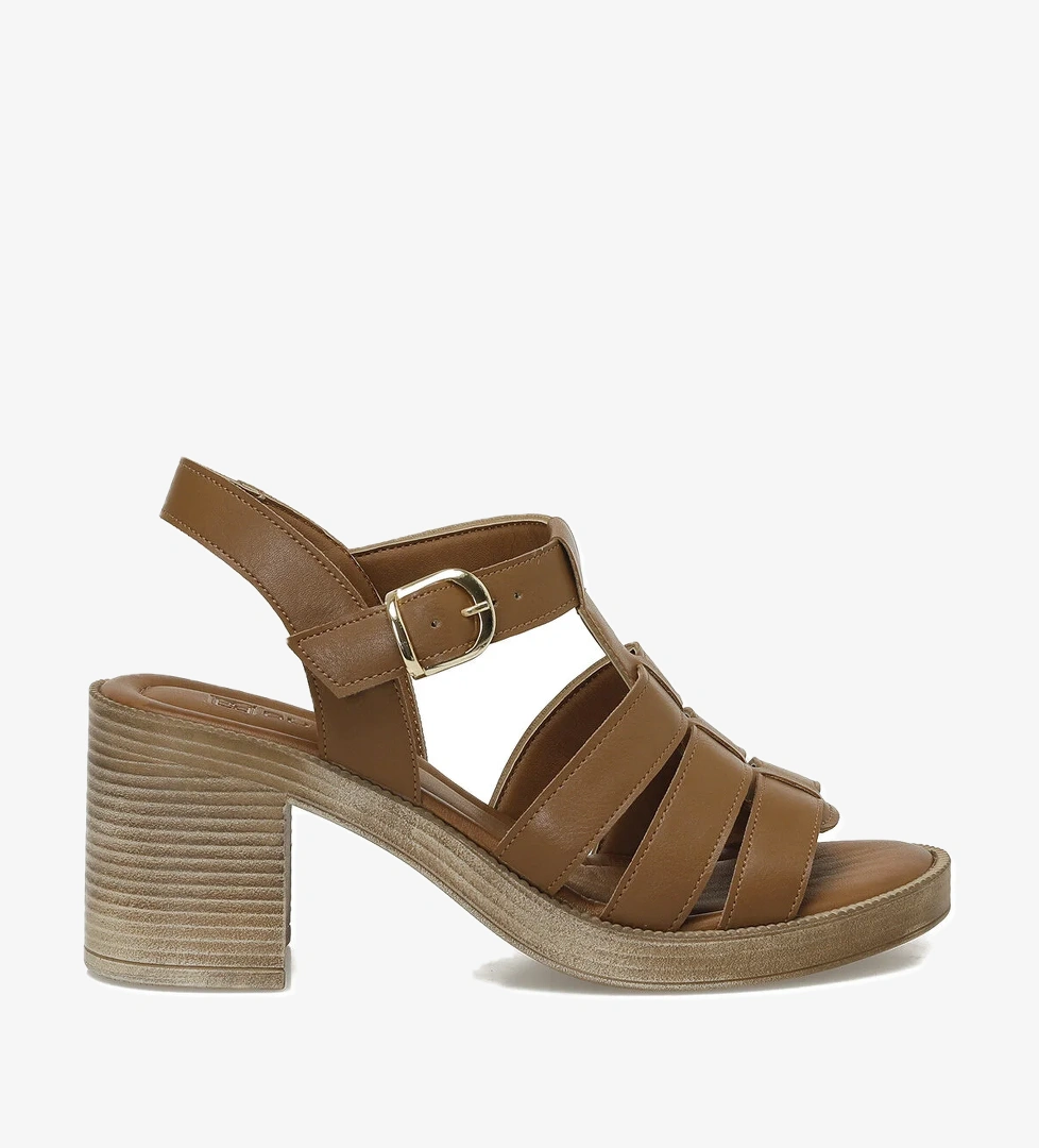 25S-228 5FX Taba Kadın Topuklu Sandalet - Görsel 1