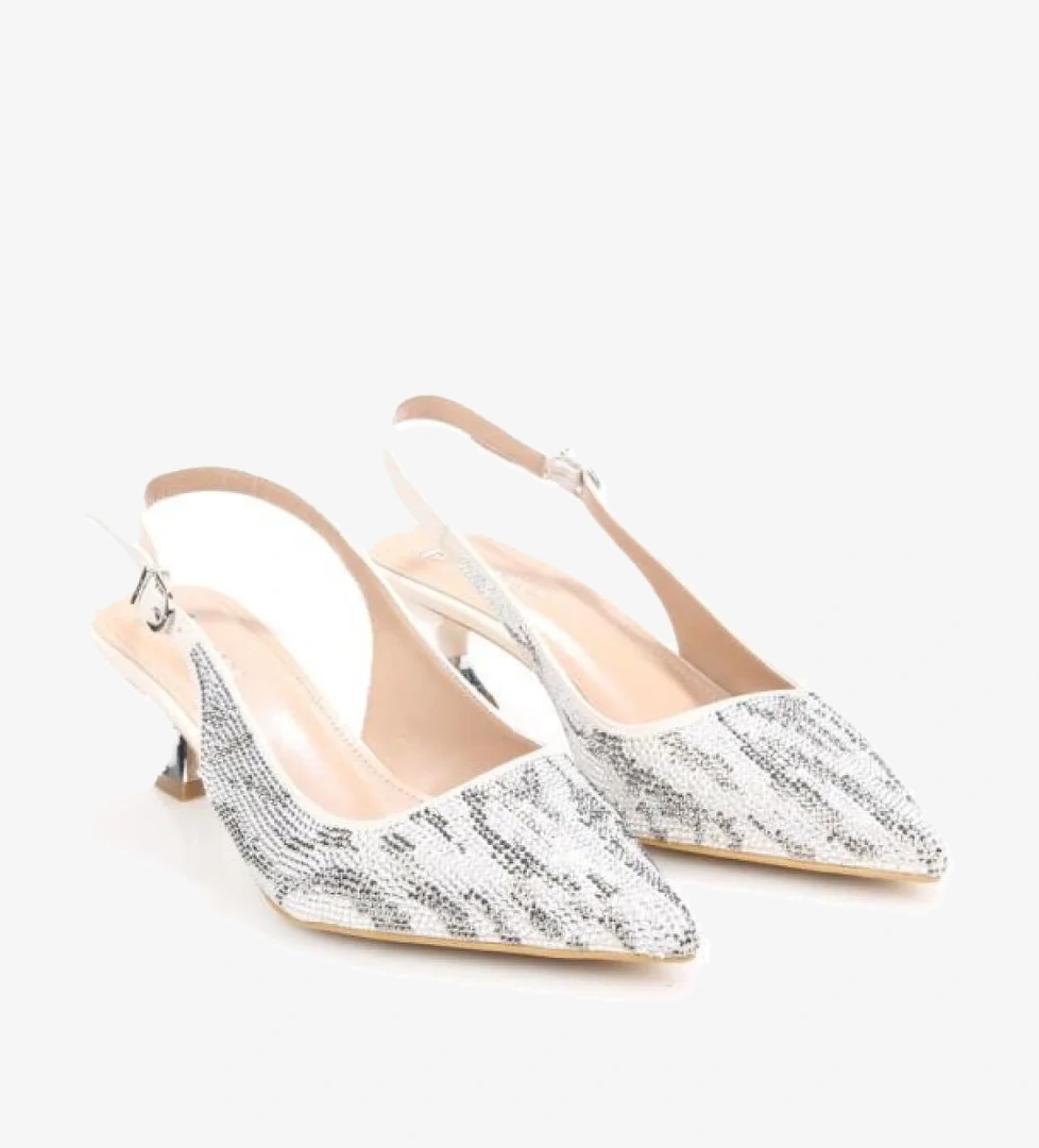 Pisagor Ps-32370 Kadın 4 Cm Arkası Açık Taşlı Abiye Stiletto Ayakkabı