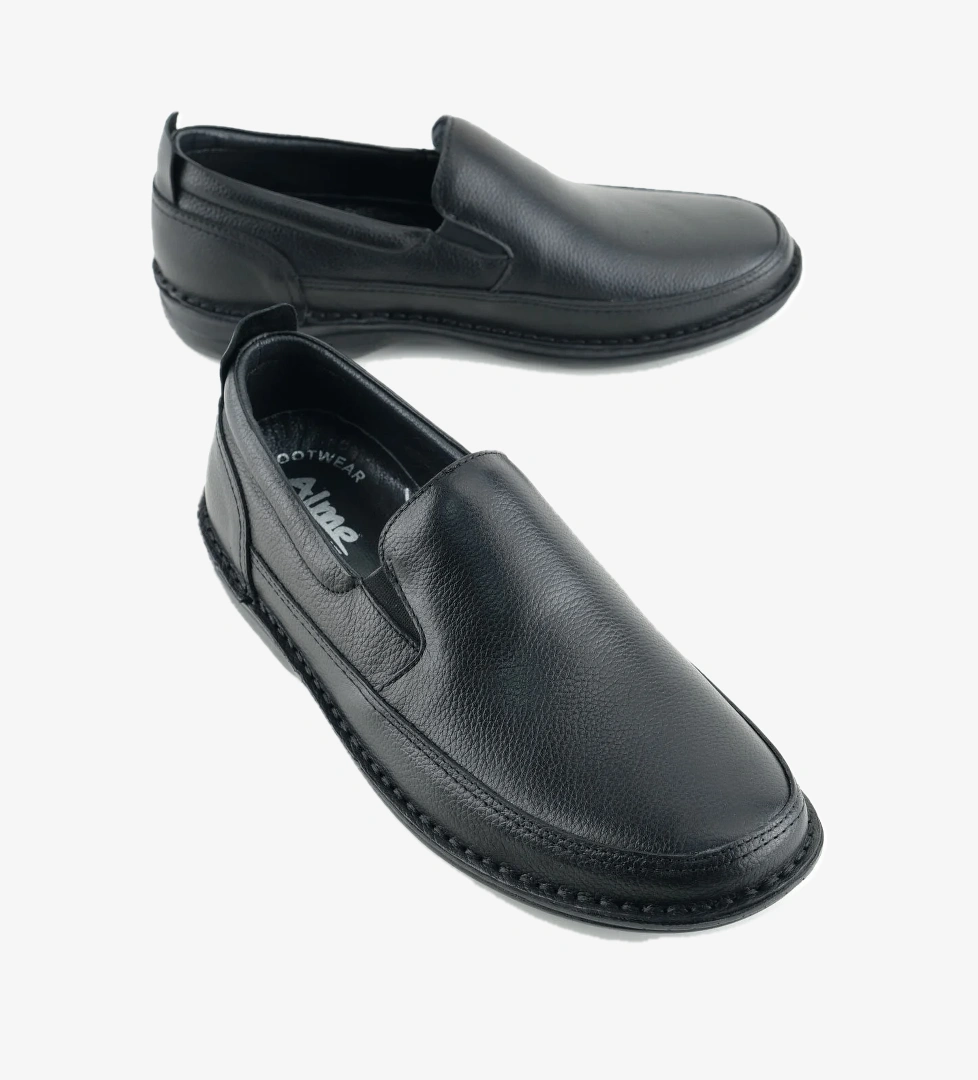 Erkek Yazlık İç Dış Hakiki Deri Ortopedik Rahat Klimalı Taban Boğazdan Lastikli Esnek Günlük Ayakkabı - Görsel 1