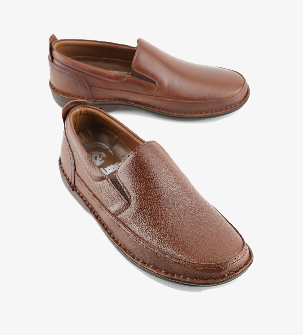 Erkek Yazlık İç Dış Hakiki Deri Ortopedik Rahat Klimalı Taban Boğazdan Lastikli Esnek Günlük Ayakkabı - Görsel 1