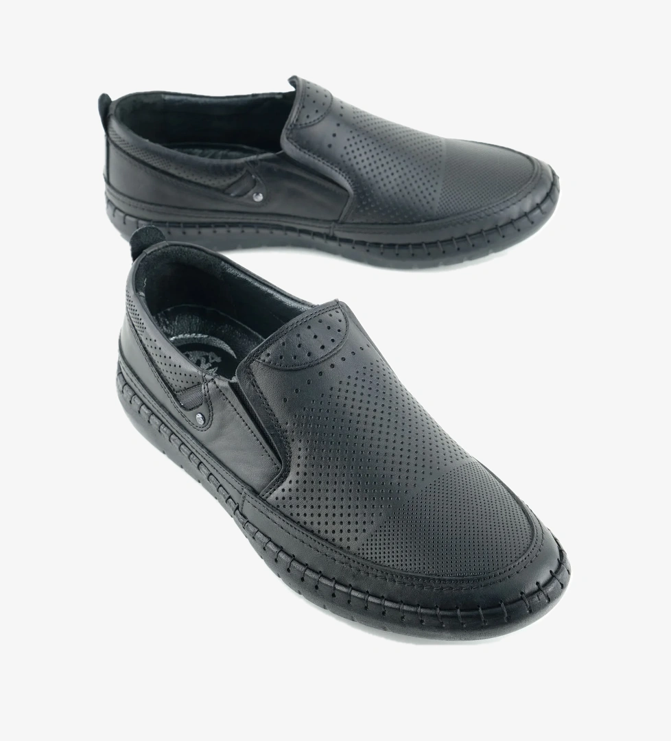 Erkek Yazlık İç Dış Hakiki Deri Ortopedik Rahat Taban Boğazdan Lastikli Esnek Günlük Ayakkabı - Görsel 1