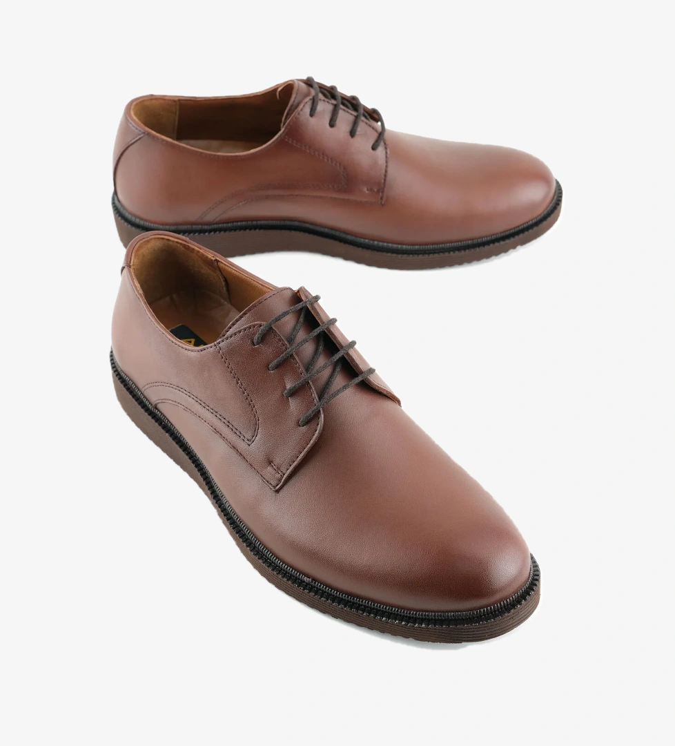 Erkek İç Dış Hakiki Deri Ortopedik Rahat Taban Bağcıklı Ayarlanabilir Günlük Klasik Ayakkabı - Görsel 1