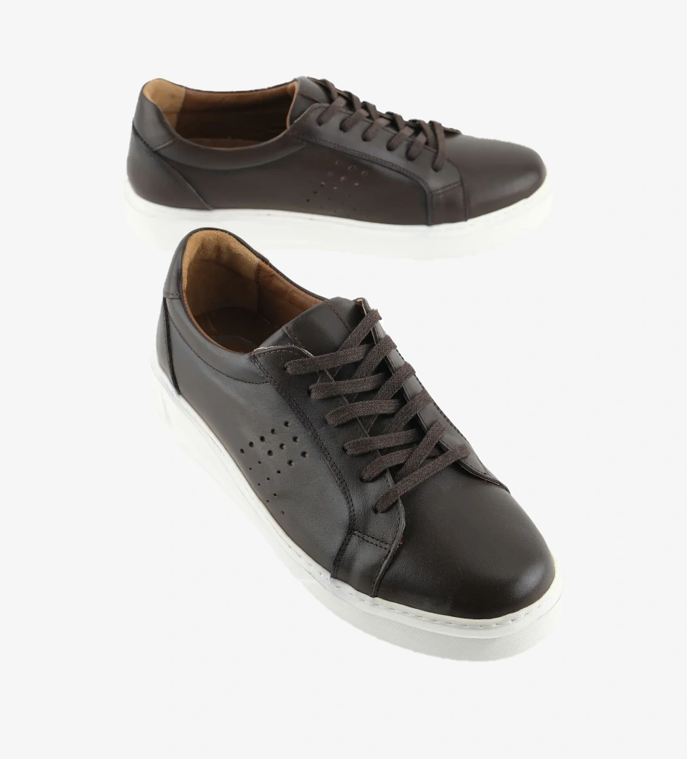 Erkek İç Dış Hakiki Deri Ortopedik Rahat Taban Bağcıklı Ayarlanabilir Günlük Spor Ayakkabı - Görsel 1