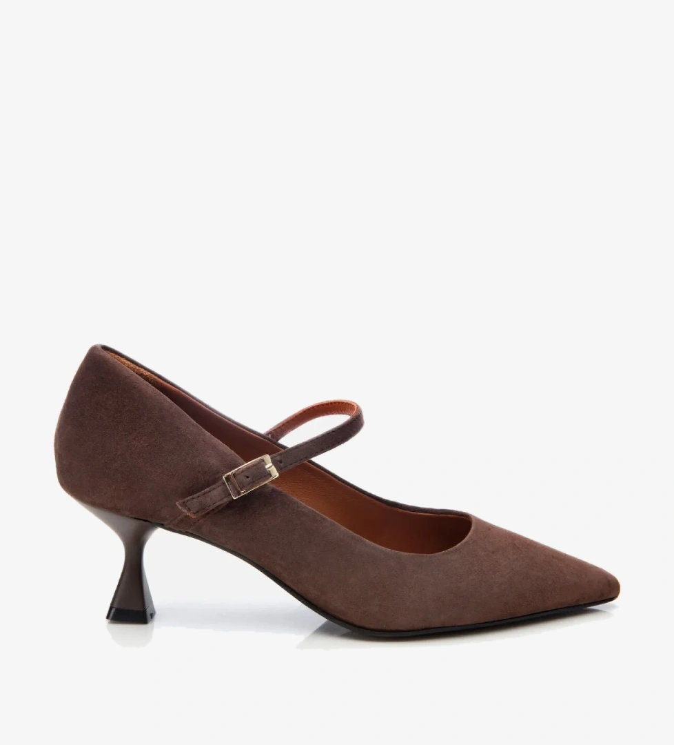 Hotiç Kadın Süet Deri Kahverengi Mary Jane Stiletto model görseli