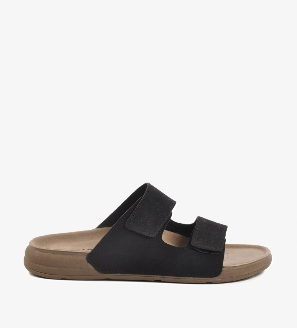 Aspor Siyah Cırtlı Erkek Düz Terlik