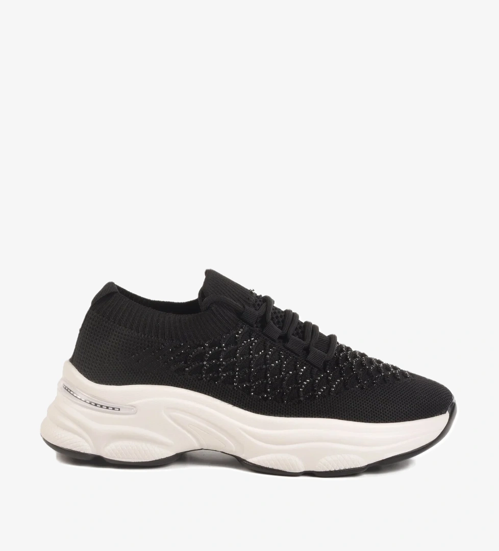 Siyah Triko Örme Kadın Sneaker