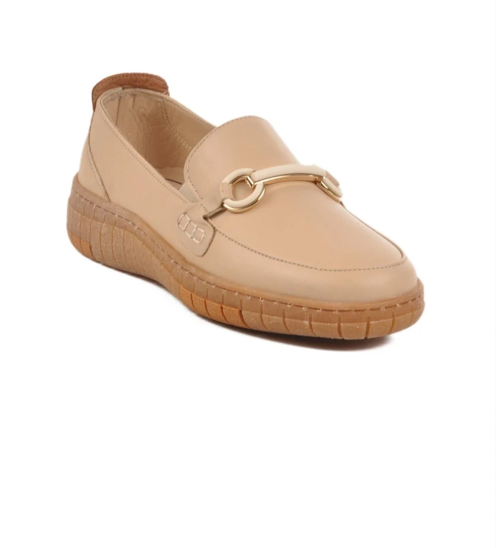 Bej Hakiki Deri Kadın Günlük Ayakkabı Voyager Z078 Z