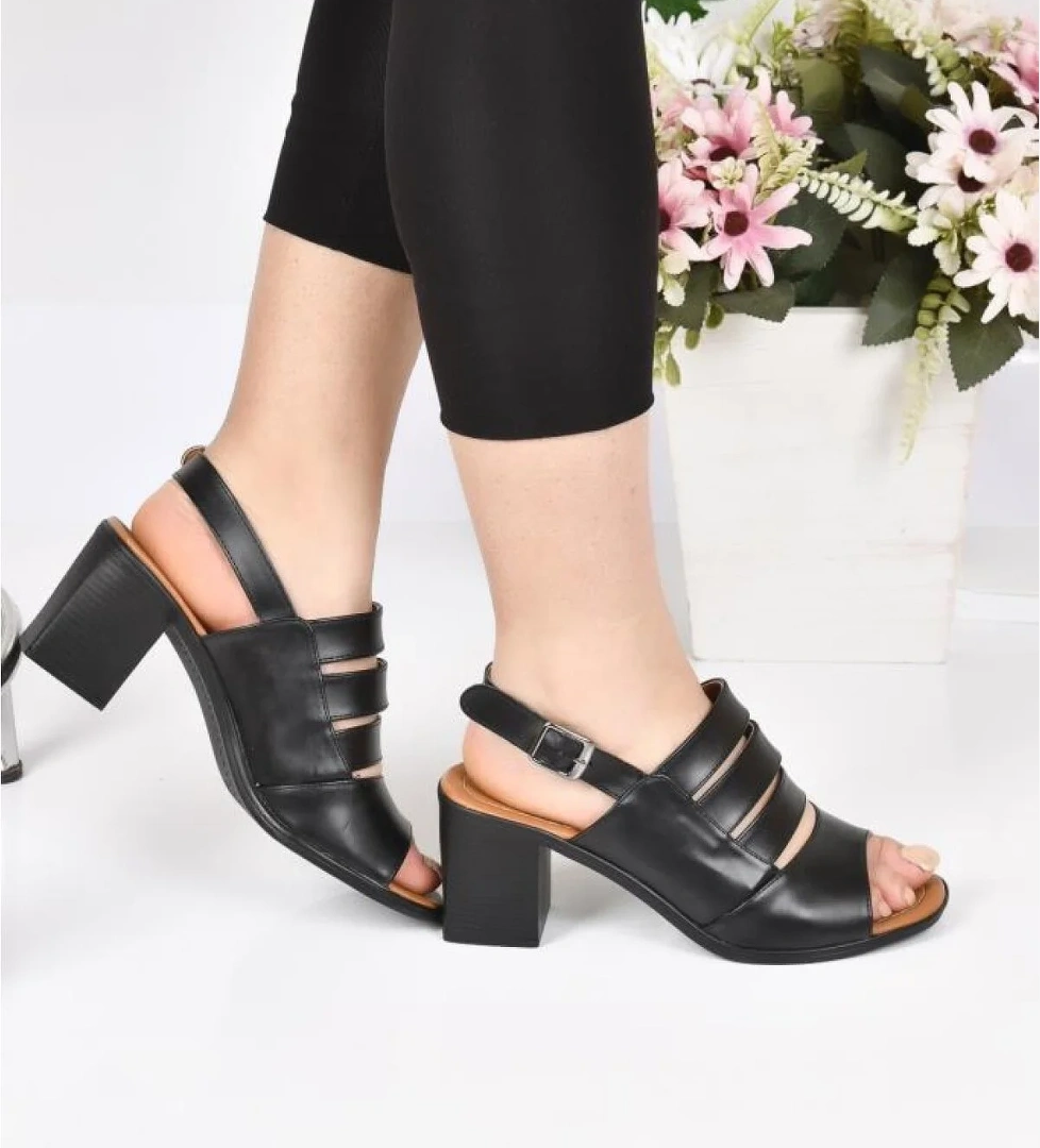 Frzn 02581 6 Cm Topuklu Kadın Sandalet Ayakkabı - Görsel 1