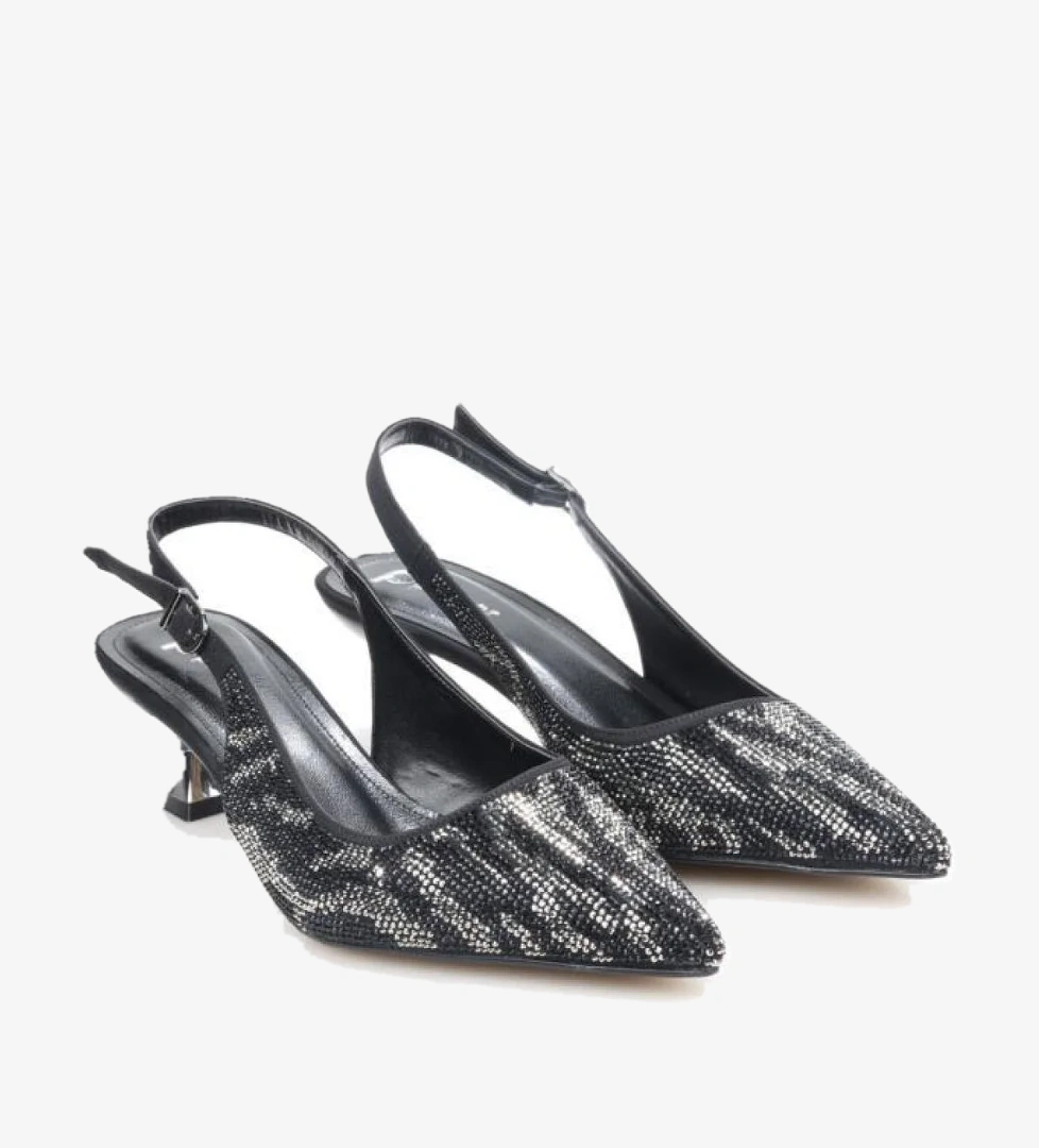 Pisagor Ps-32370 Kadın 4 Cm Arkası Açık Taşlı Abiye Stiletto Ayakkabı - Görsel 1