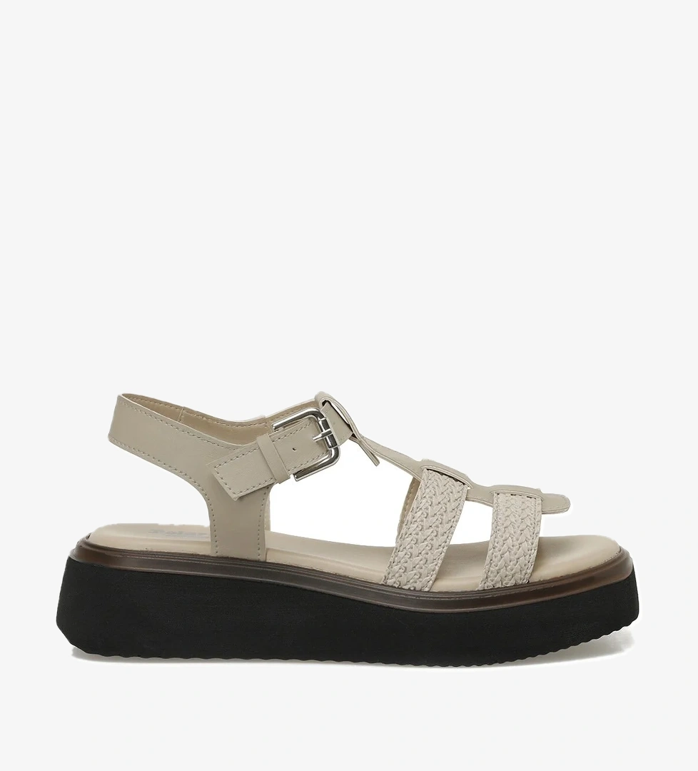 325064.Z 5FX Bej Kadın Dolgu Topuk Sandalet - Görsel 1