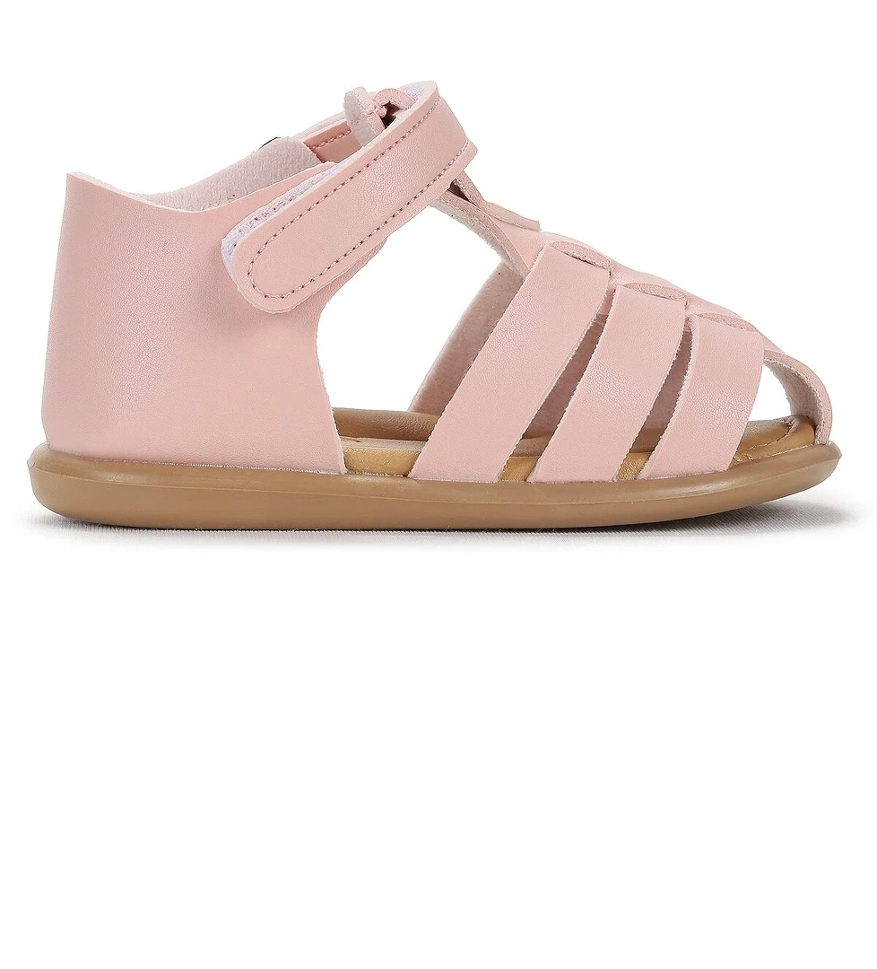 Lonpe İlk Adım Cırtlı Kız Bebek Sandalet Pudra