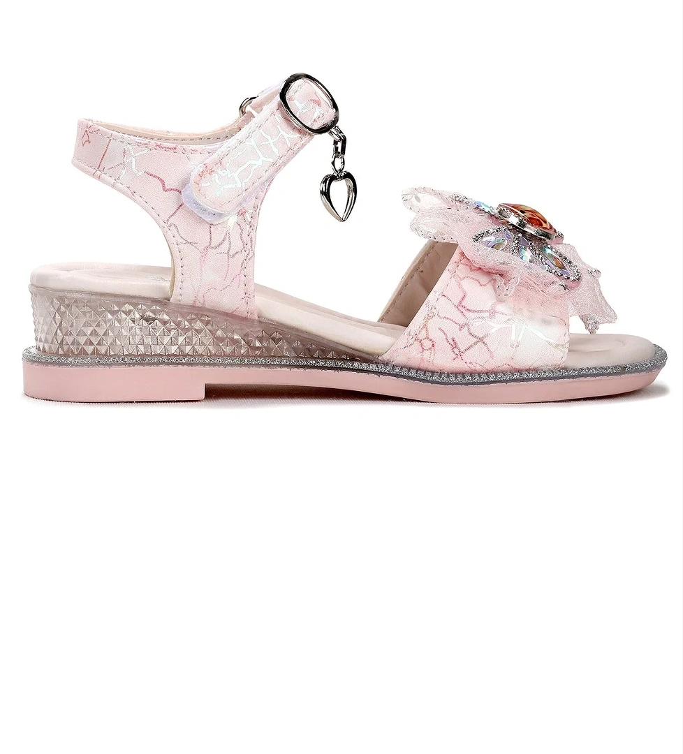 Pige Fiyonklu Kız Çocuk Sandalet Ayakkabı Pudra