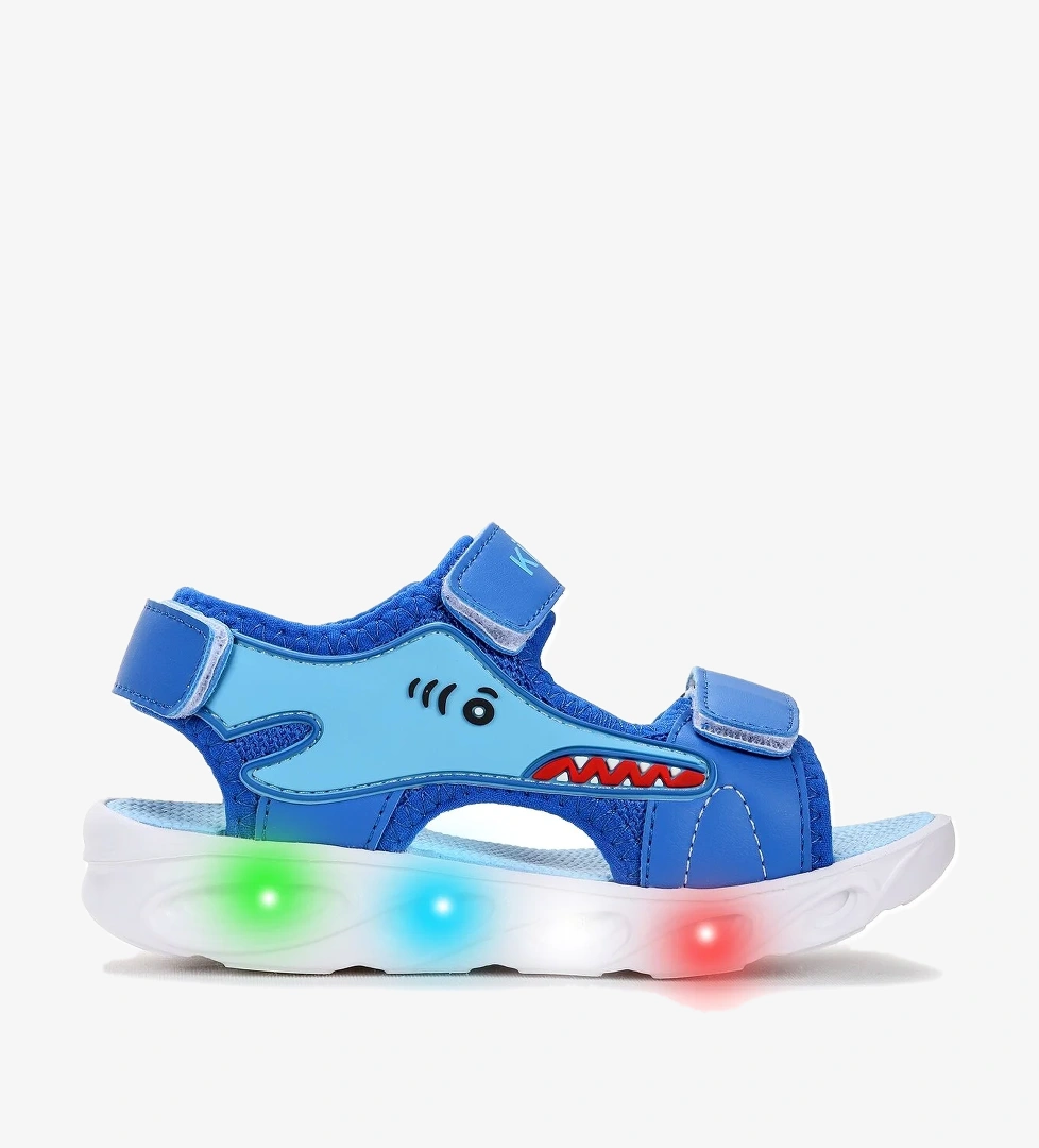 Soren Günlük Işıklı Cırtlı Erkek Çocuk Sandalet Ayakkabı Saks Mavi