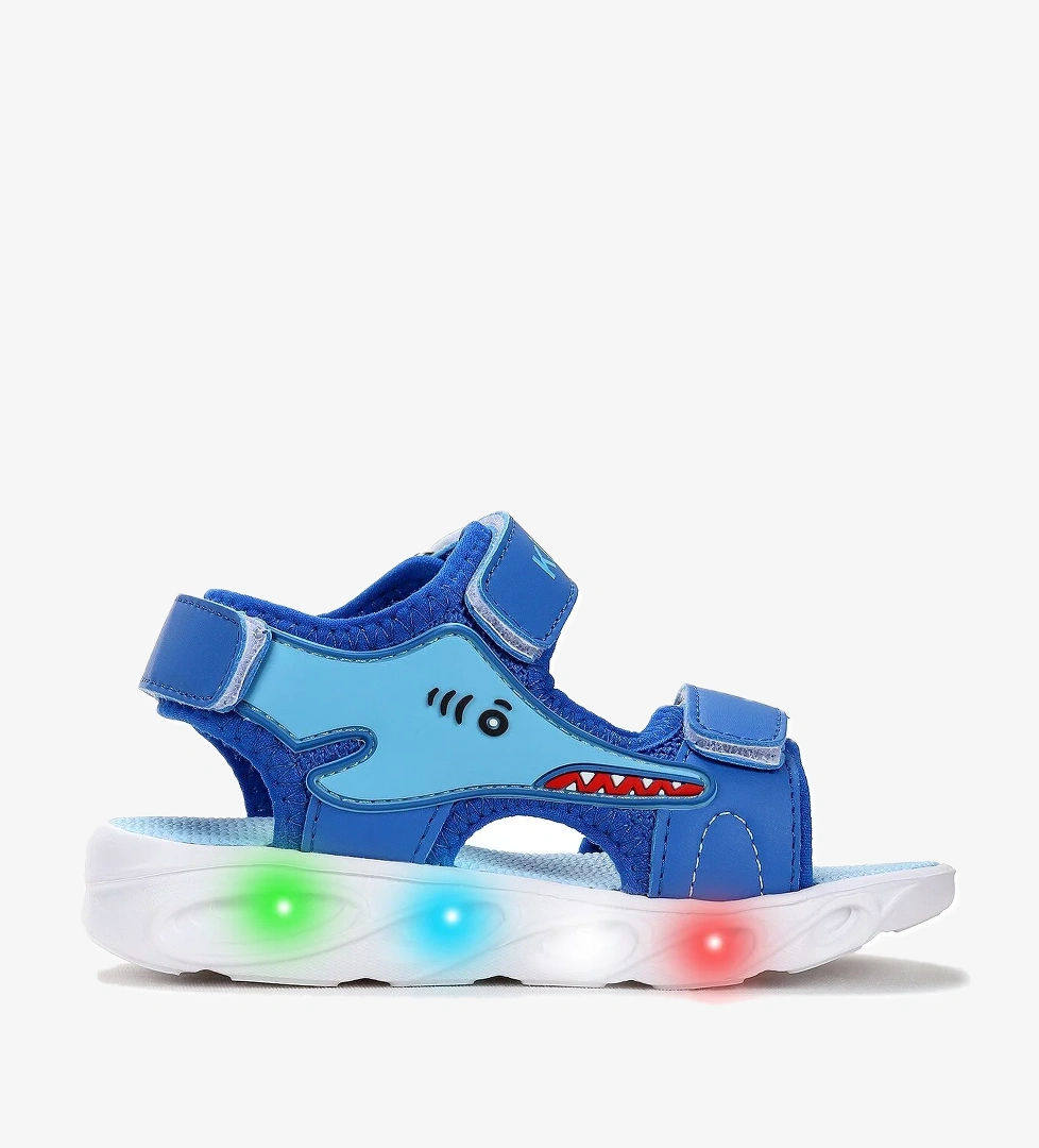 Soren Günlük Işıklı Cırtlı Erkek Bebek Sandalet Ayakkabı Saks Mavi