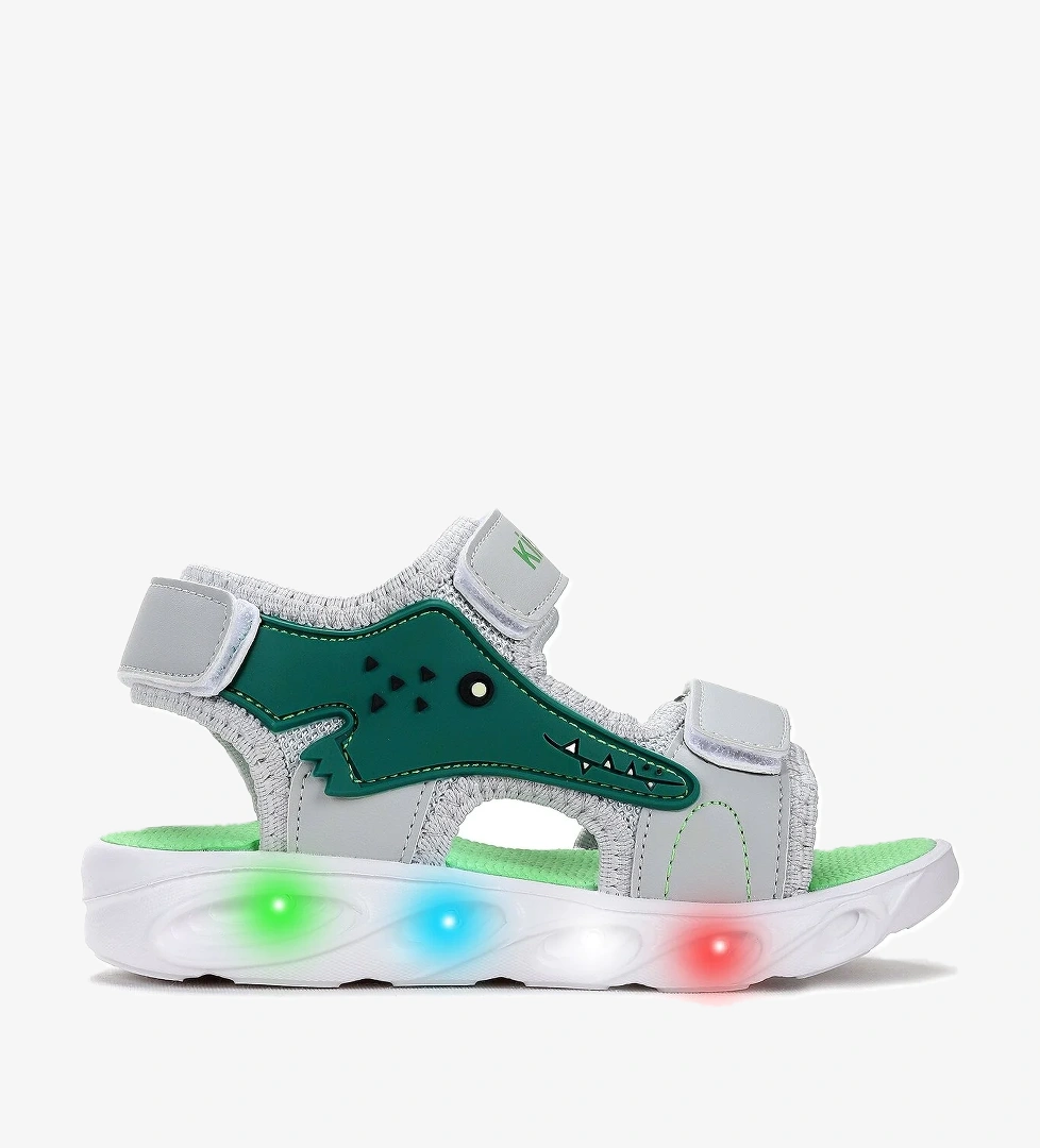 Arnı Günlük Işıklı Cırtlı Erkek Bebek Sandalet Ayakkabı Gri