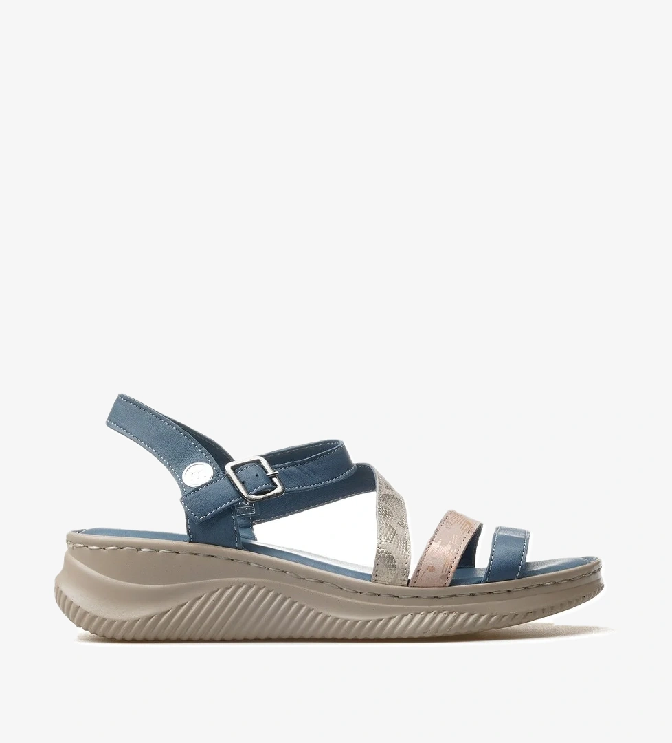 Kadın Hakiki Deri Günlük Sandalet 25y D25ys-2365 Z Kot Mavi