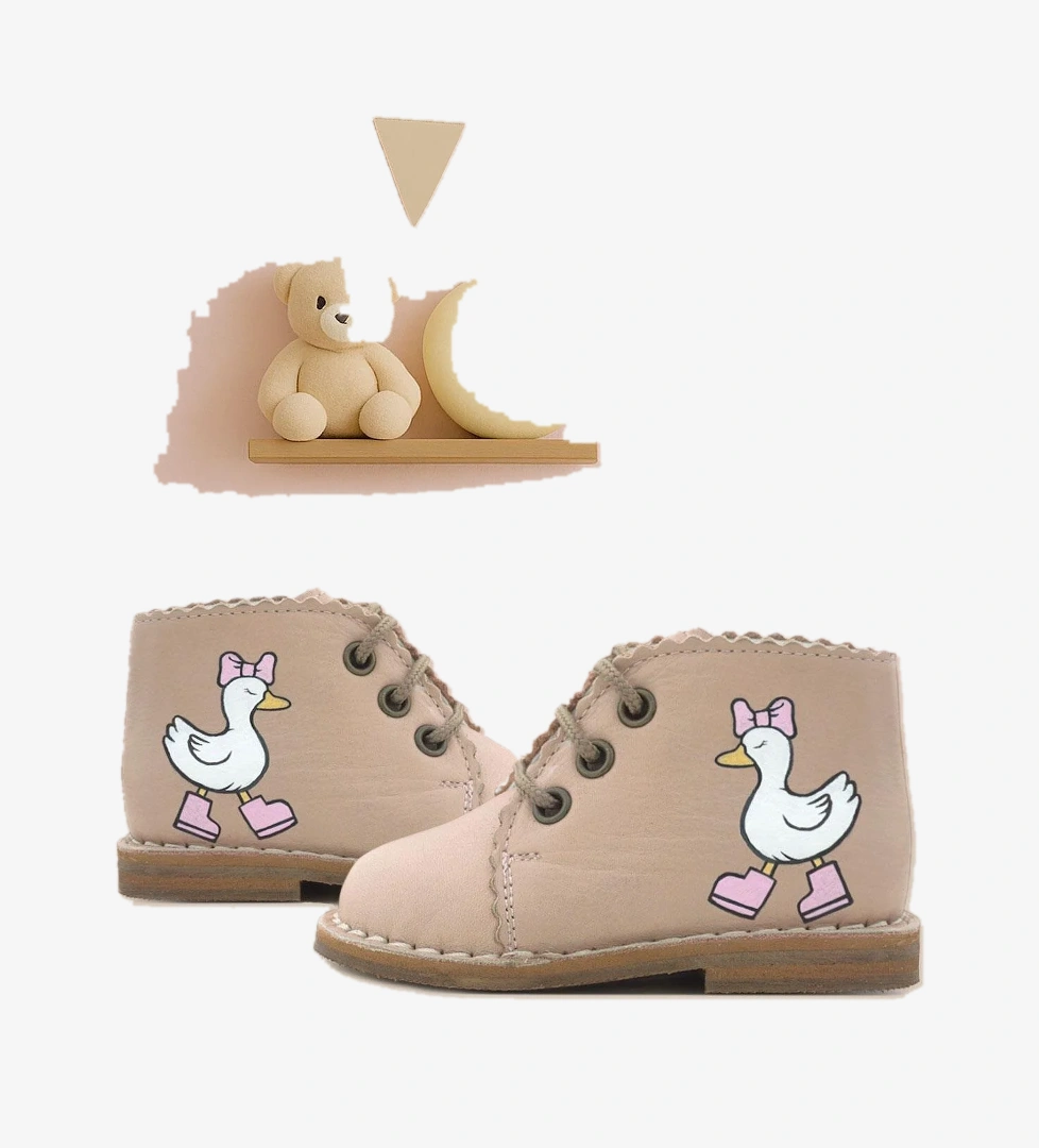 Rakerplus Tbons Özel Tasarım Handmade Hakiki Deri Pudra Kız Bebek Bot model görseli