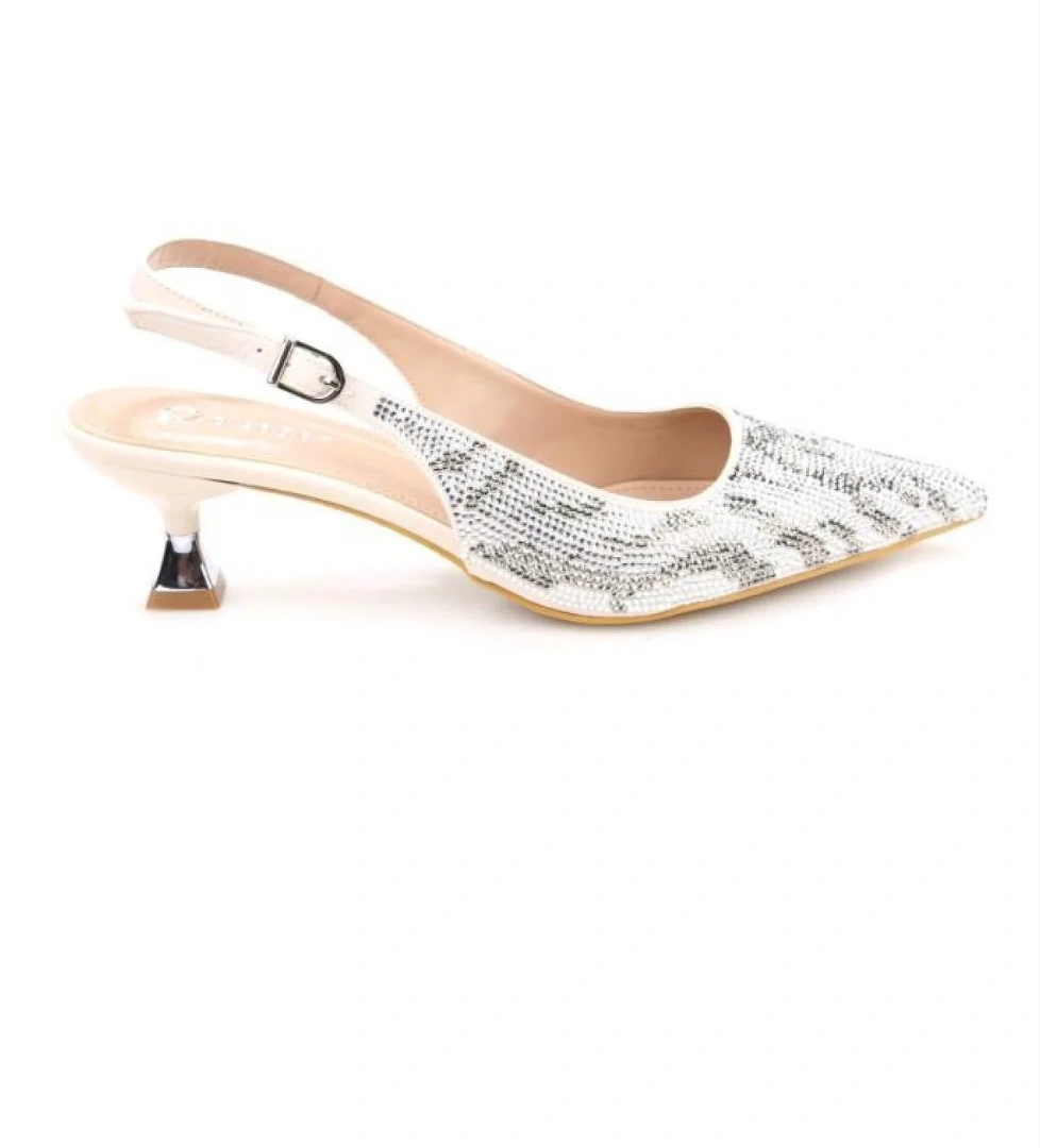 Pisagor Ps-32370 Kadın 4 Cm Arkası Açık Taşlı Abiye Stiletto Ayakkabı